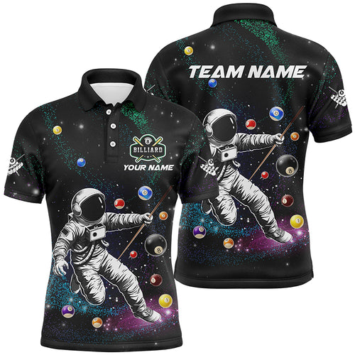 Personalized Astronaut Playing Billiard 3D Printed Men Polo Shirts Custom Funny Billiard Apparel TDM1425