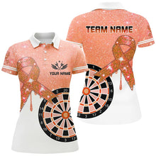 Load image into Gallery viewer, Orange Glitter Ribbon Dartboard Breast Cancer Awareness Darts Shirts For Women Custom Darts Jersey TDM1796