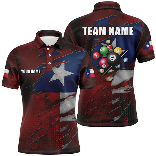 Retro Texas Flag 3D Billiard Balls Pool Shirts For Men Custom Patriotic Billiard Team Jerseys TDM1803
