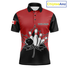 Load image into Gallery viewer, Canada Bowling Polo Shirt For Men Custom Patriotic Canada Bowling Team Jersey Design
