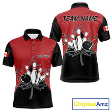 Load image into Gallery viewer, Canada Bowling Custom Polo Shirt For Men Personalized Bowling League Team Jersey