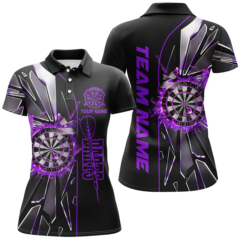 Personalized Purple Break Glass 3D Darts Shirts For Women Custom Dart League Shirts Best Darts Jersey TDM1997