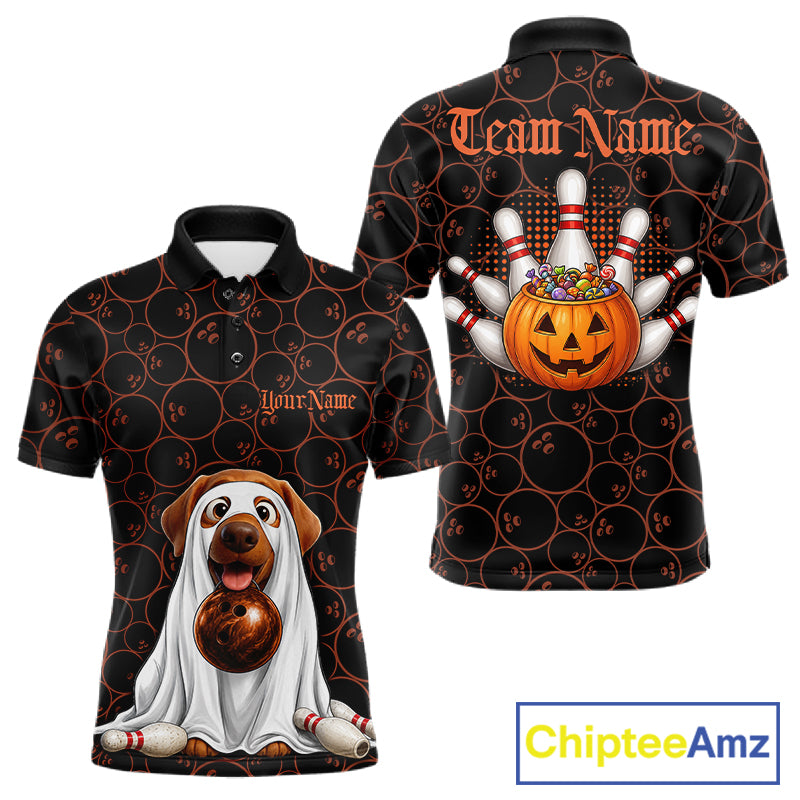 Personalized Ghostly Funny Dog Bowling Shirt For Men Custom Halloween Pumpkin Bowling Team Jersey TDM7211