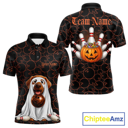 Personalized Ghostly Funny Dog Bowling Shirt For Men Custom Halloween Pumpkin Bowling Team Jersey TDM7211