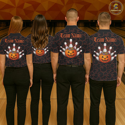 Personalized Ghostly Funny Dog Bowling Shirt For Men Custom Halloween Pumpkin Bowling Team Jersey TDM7211