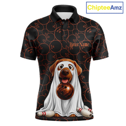 Personalized Ghostly Funny Dog Bowling Shirt For Men Custom Halloween Pumpkin Bowling Team Jersey TDM7211