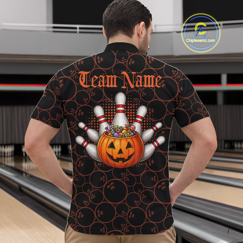 Personalized Ghostly Funny Dog Bowling Shirt For Men Custom Halloween Pumpkin Bowling Team Jersey TDM7211