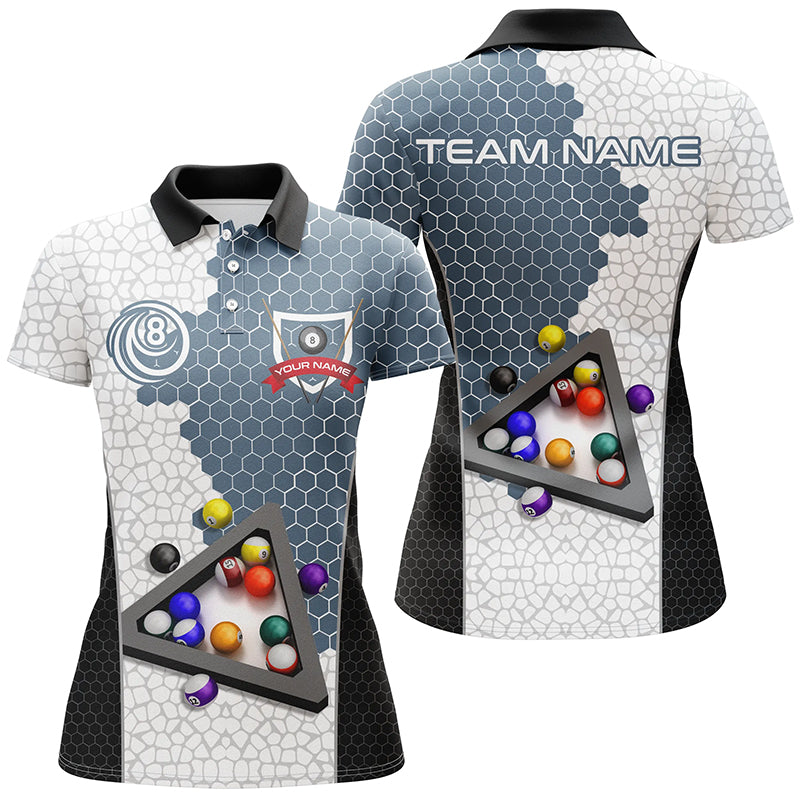Personalized Billiards Balls Polo Shirts For Women, Custom Team Name Billiard Pool Shirts TDM0082