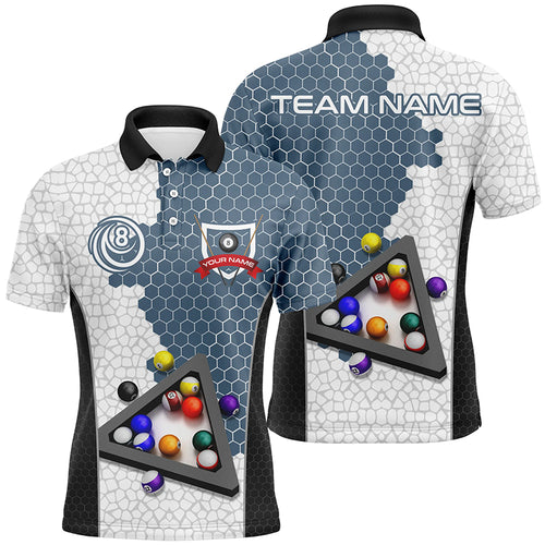 Personalized Billiards Balls Polo Shirts For Men, Custom Team Name Billiard Pool Shirts TDM0082
