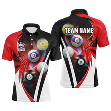 Load image into Gallery viewer, Personalized Billiard Tournament Shirts For Men Custom Team Name Billiard Balls Pool Jerseys | Red TDM2469