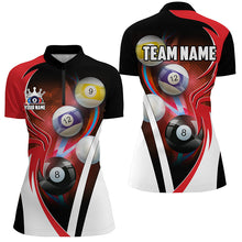 Load image into Gallery viewer, Personalized Billiard Tournament Shirts For Women Custom Team Name Billiard Balls Pool Jerseys | Red TDM2469
