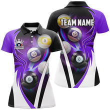 Load image into Gallery viewer, Personalized Billiard Tournament Shirts For Women Custom Team Name Billiard Balls Pool Jersey |Purple TDM2471