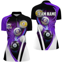 Load image into Gallery viewer, Personalized Billiard Tournament Shirts For Women Custom Team Name Billiard Balls Pool Jersey |Purple TDM2471