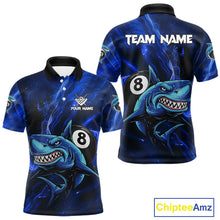 Load image into Gallery viewer, Personalized Blue 8 Ball Shark Billiard Shirt For Men Custom Billiard Team Jersey Polo &amp; 1/4 Zip TDM5192