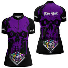 Load image into Gallery viewer, Personalized Purple Skull Billiard Balls Funny Pool Shirts For Women Custom Unique Billiard Jerseys TDM3200