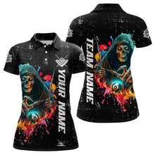 Load image into Gallery viewer, Billiard Death Skeleton Colorful Grunge Style Custom Women Billiard Shirts, Billiard Jersey | Black TDM3201