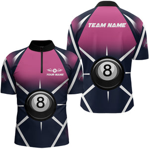 Personalized Pink Black 8 Ball Pool Billiard Shirt For Men, Billiard Sport Pool Team Jerseys TDM3209