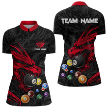 Load image into Gallery viewer, Personalized Red Black Dragon Billiard Balls Pool Shirts For Women, Billiard League Team Jerseys TDM3414