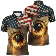 Load image into Gallery viewer, Custom Vintage US Flag 8 Ball Pool Burning Billiard Shirts For Men, Billiard Father&#39;s Day Gifts Best TDM1605