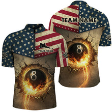 Load image into Gallery viewer, Custom Vintage US Flag 8 Ball Pool Burning Billiard Shirts For Men, Billiard Father&#39;s Day Gifts Best TDM1605