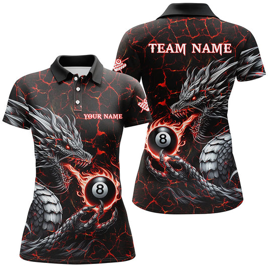 Personalized Dragon 8 Ball Pool Lightning Custom Red Women Billiard Shirts, Cool Team Billiard Jersey TDM2013