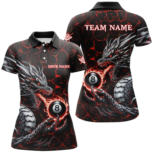 Personalized Dragon 8 Ball Pool Lightning Custom Red Women Billiard Shirts, Cool Team Billiard Jersey TDM2013
