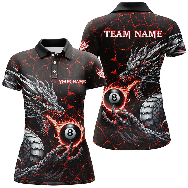 Personalized Dragon 8 Ball Pool Lightning Custom Red Women Billiard Shirts, Cool Team Billiard Jersey TDM2013