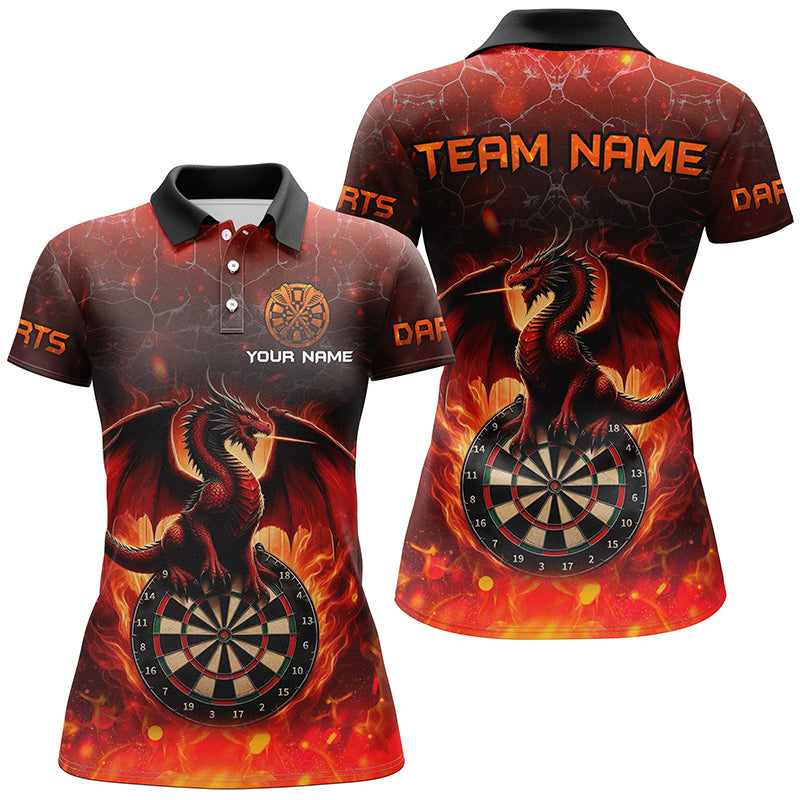 Darts Dragon Fire Flame 3D Printed Darts Shirts For Women Custom Team League Darts Jerseys |Red TDM2210