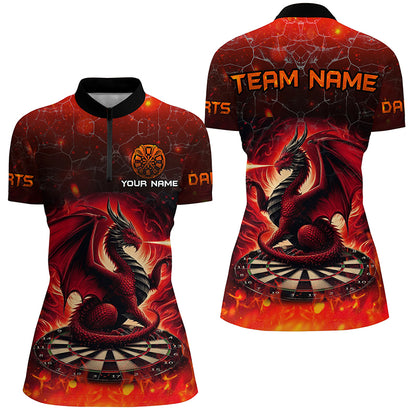 Darts Dragon Fire Flame 3D Printed Darts Shirts For Women Customized Team League Darts Jerseys |Red TDM2211