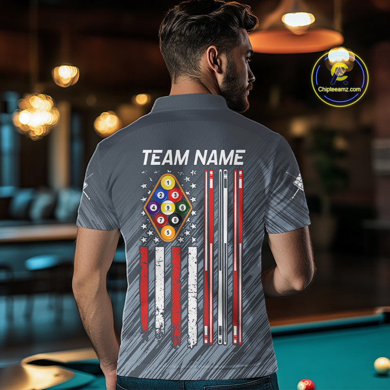 Personalized Billiard American Flag 9 Ball Pool Shirt For Men, Patriotic Billiard Team Jersey TDM7228