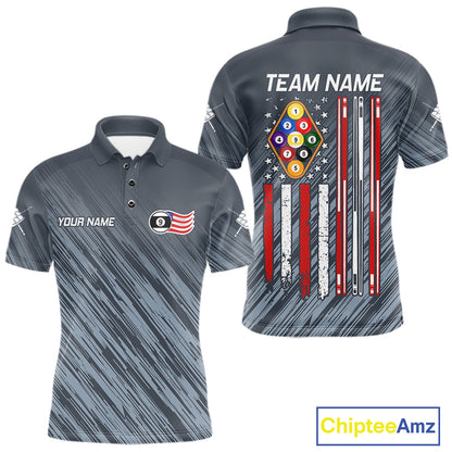 Personalized Billiard American Flag 9 Ball Pool Shirt For Men, Patriotic Billiard Team Jersey TDM7228