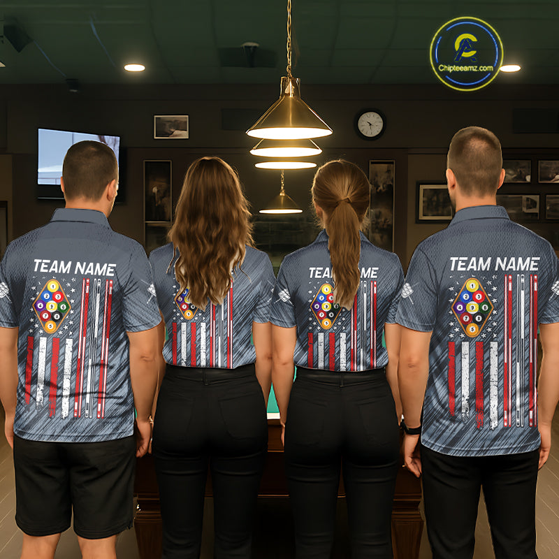 Personalized Billiard American Flag 9 Ball Pool Shirt For Men, Patriotic Billiard Team Jersey TDM7228