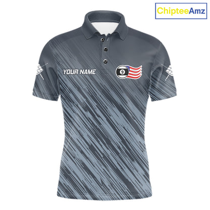 Personalized Billiard American Flag 9 Ball Pool Shirt For Men, Patriotic Billiard Team Jersey TDM7228
