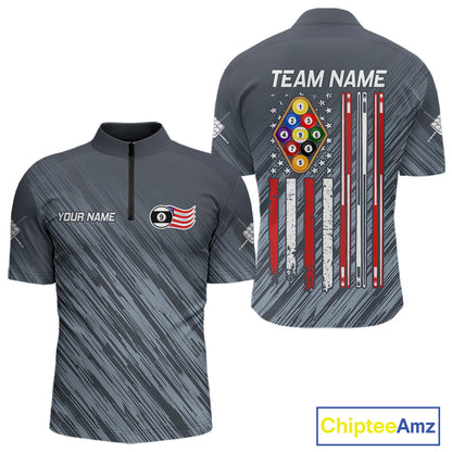Personalized Billiard American Flag 9 Ball Pool Shirt For Men, Patriotic Billiard Team Jersey TDM7228