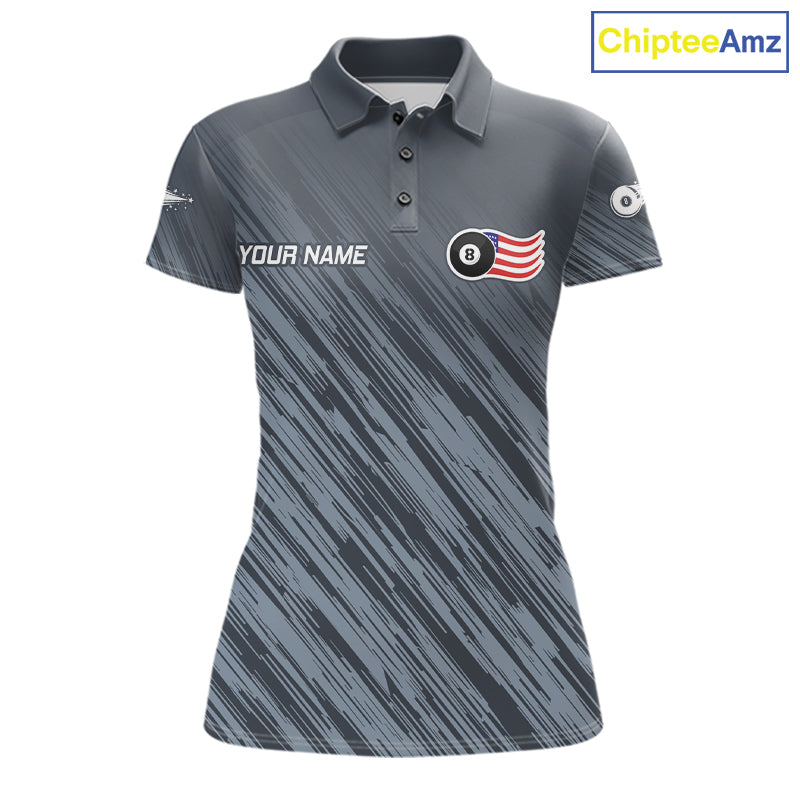 Personalized Billiard American Flag 8 Ball Pool Shirt For Women, Patriotic Billiard Team Jersey TDM7229