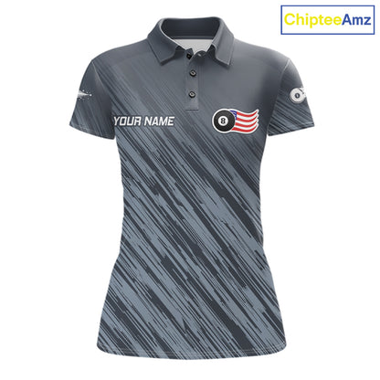 Personalized Billiard American Flag 8 Ball Pool Shirt For Women, Patriotic Billiard Team Jersey TDM7229