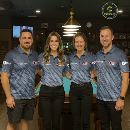 Personalized Billiard American Flag 8 Ball Pool Shirt For Men, Patriotic Billiard Team Jersey TDM7229