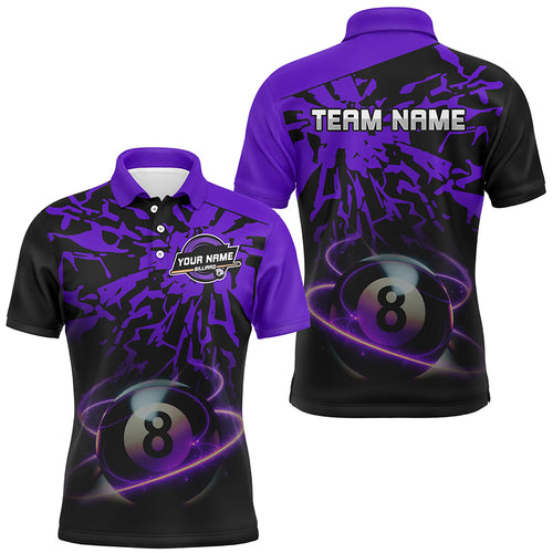 Personalized Purple Billiard Ball 8 Thunder Pool Shirts For Men Custom Billiard Jersey Short Sleeve TDM2485