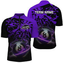 Load image into Gallery viewer, Personalized Purple Billiard Ball 8 Thunder Pool Shirts For Men Custom Billiard Jersey Short Sleeve TDM2485