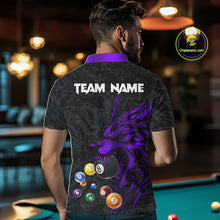 Load image into Gallery viewer, Personalized Wolf Billiard Balls Pool Shirt For Men, Black And Purple Billiard League Team Jersey TDM5203