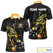 Load image into Gallery viewer, Personalized Wolf Billiard Balls Pool Shirts For Men, Black And Gold Billiard League Team Jerseys TDM5204