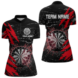 Black And Red Darts Board Break Glass Custom Dart Shirts For Women, Darts Team Shirts Dart Jerseys TDM3215