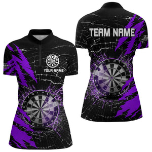 Black And Purple Darts Board Break Glass Custom Dart Shirts For Women, Darts Team Shirts Dart Jerseys TDM3217
