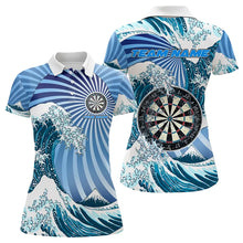 Load image into Gallery viewer, Personalized Blue Darts Waves Sea Darts Polo &amp; Quarter Zip Custom Women Dart Shirts Funny Dart Jersey TDM3419