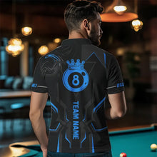 Load image into Gallery viewer, Customized 8 Ball Pool Crown Men Billiard Shirts, Blue And Black Billiard Team Shirts, Pool Jerseys TDM3563