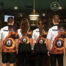 Load image into Gallery viewer, Orange Flaming 8 Ball Pool Billiard Shirt For Men Custom Billiard Team Jersey Polo &amp; 1/4 Zip TDM5925