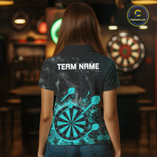 Load image into Gallery viewer, Turquoise Dartboard Splatter Smoke Darts Shirt For Women Custom Darts Team Jersey Polo &amp; 1/4 Zip TDM6504