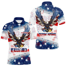 Load image into Gallery viewer, Personalized 8 Ball 9 Ball &amp; 10 Ball American Flag Eagle Billiard Shirt, Pride Men Billiard Jerseys TDM3223