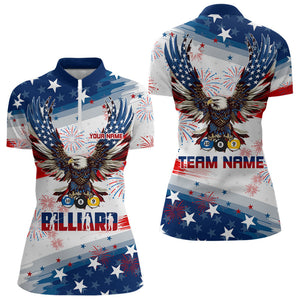 Personalized 8 Ball 9 Ball & 10 Ball American Flag Eagle Billiard Shirt, Pride Women Billiard Jerseys TDM3223