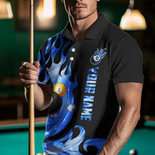 Load image into Gallery viewer, Custom Black Blue Fire Flame Light Pool Balls Billiard Shirts For Men Team League Billiard Jerseys TDM3423